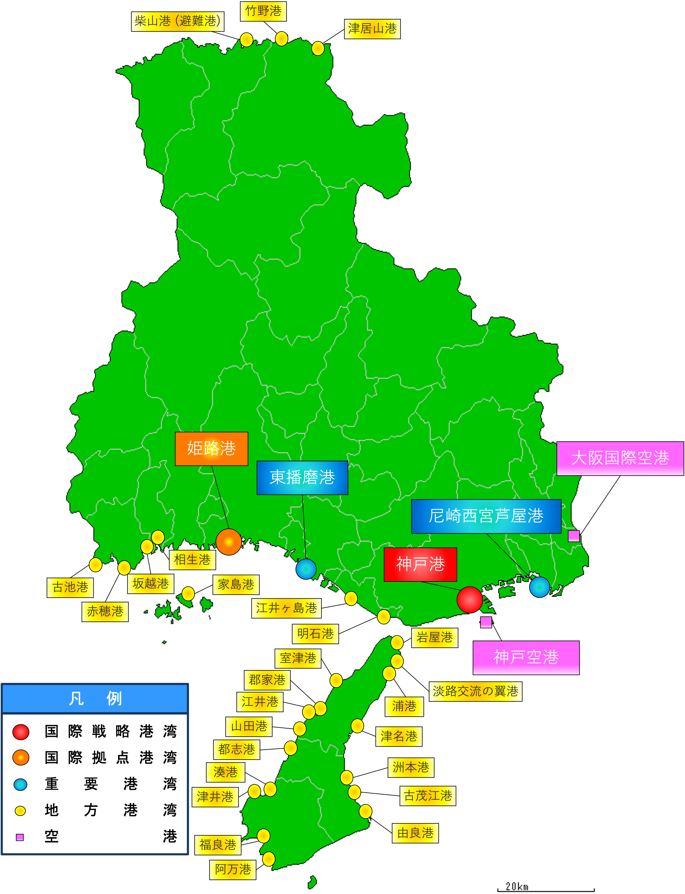 兵庫県の港マップ