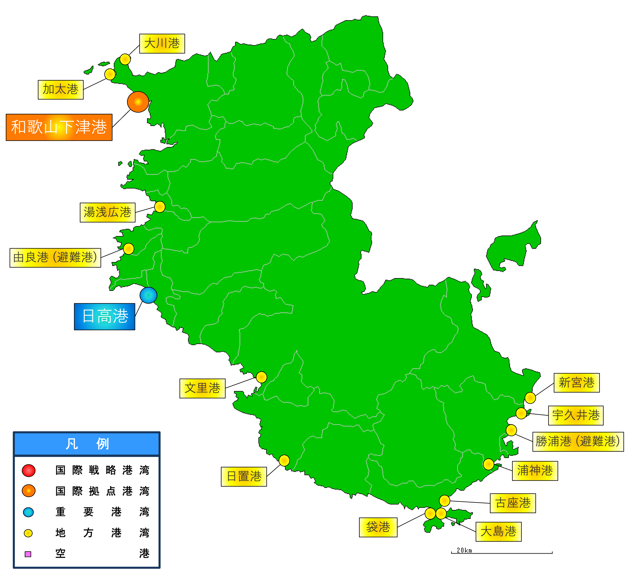 和歌山県の港マップ