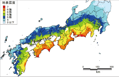 震度分布図（陸側ケース）