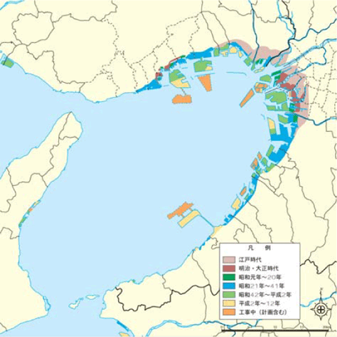 大阪湾の埋立(うめたて)地
